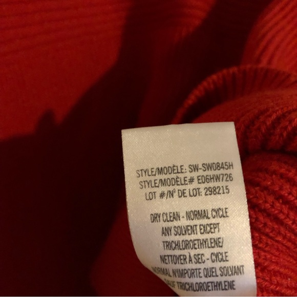 Helmut Lang Red Sweater Long Sleeve P Ribbed Wool Mixed Petite - Picture 4 of 6